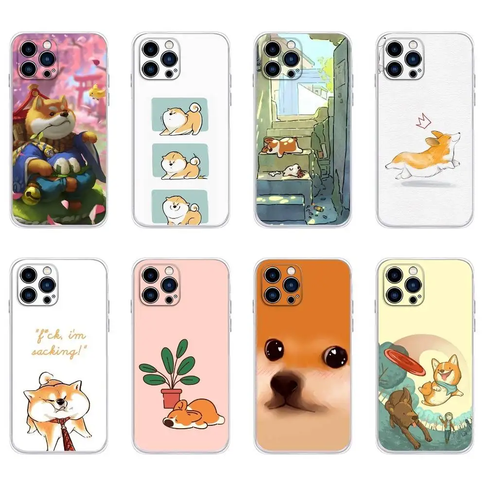 

Cartoon Koki Corgi Dog Phone Case For iPhone 16,15,14,13,12,11 Plus,Pro,Max,XR,XS,Plus,E,Mini Transparent Soft Cover