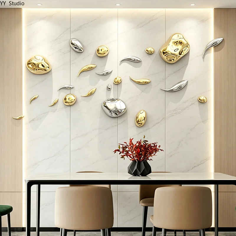 Wall Decoration Electroplating Simulation Stone Pendant Stereo Stone Wall Hanging Living Room Wall Pendant Background Decor