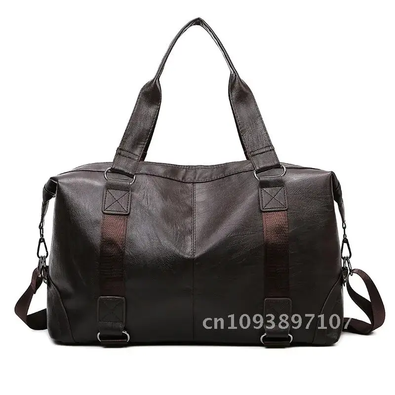 

2023 New Men's Business PU Travel Handbag Soft Crossbody TrainingLarge Texture Sports Capacity Shoulder Bag Leather Handheld