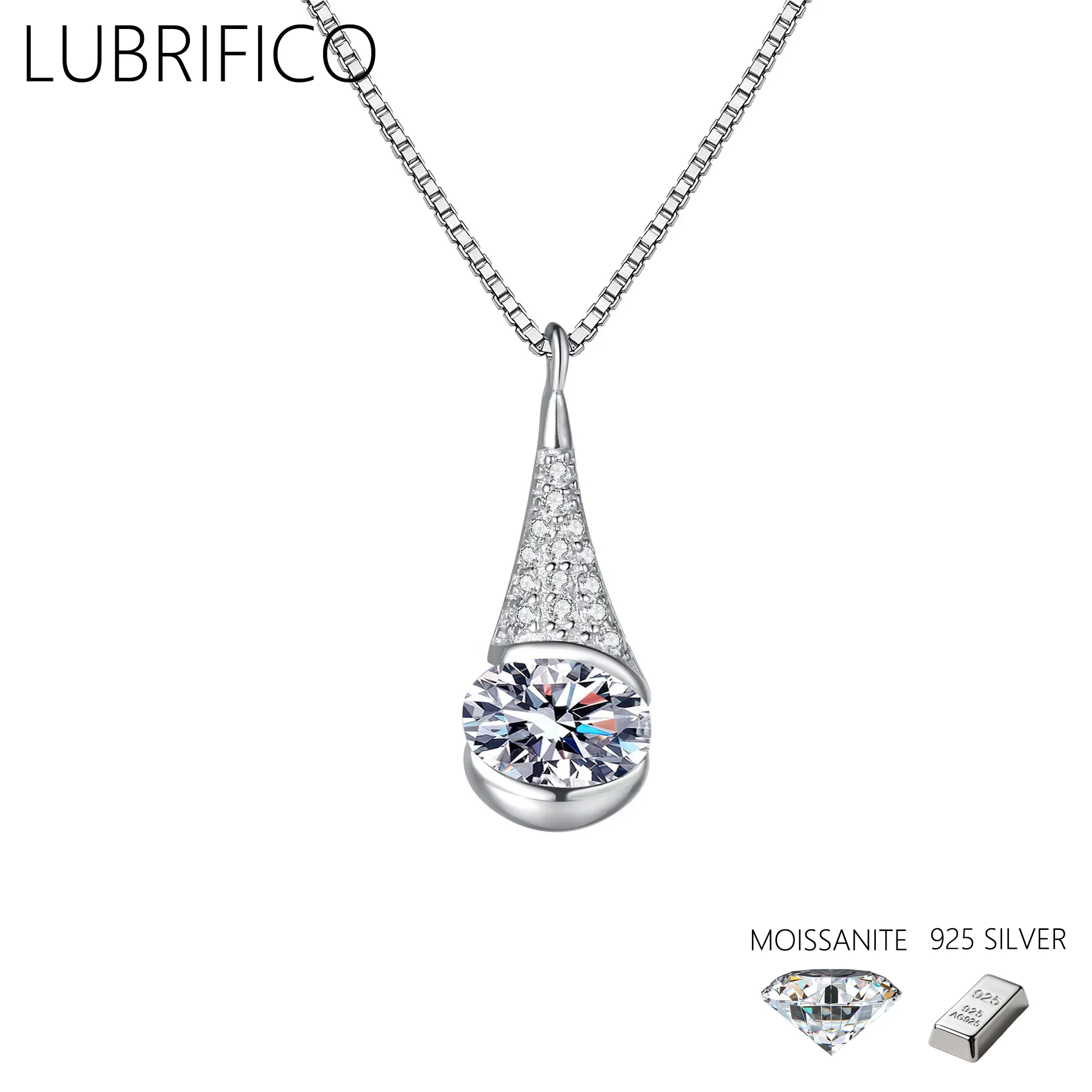 

1.0 Ct Moissanite Water Drop Shape Necklace 100% 925 Sterling Silver Lab Diamond Pendant Women Gifts Wedding Fine Jewelry Party
