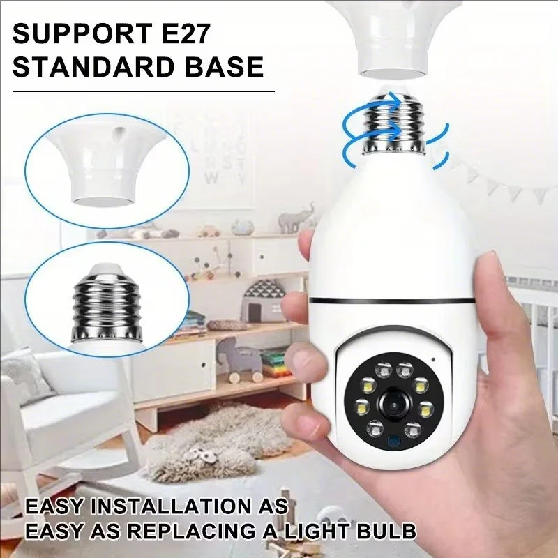 E27 Bulb Surveillance Outdoor Security Camera Automatic Night Vision Color Indoor Motion Detection Focus Zoom WiFi Camera