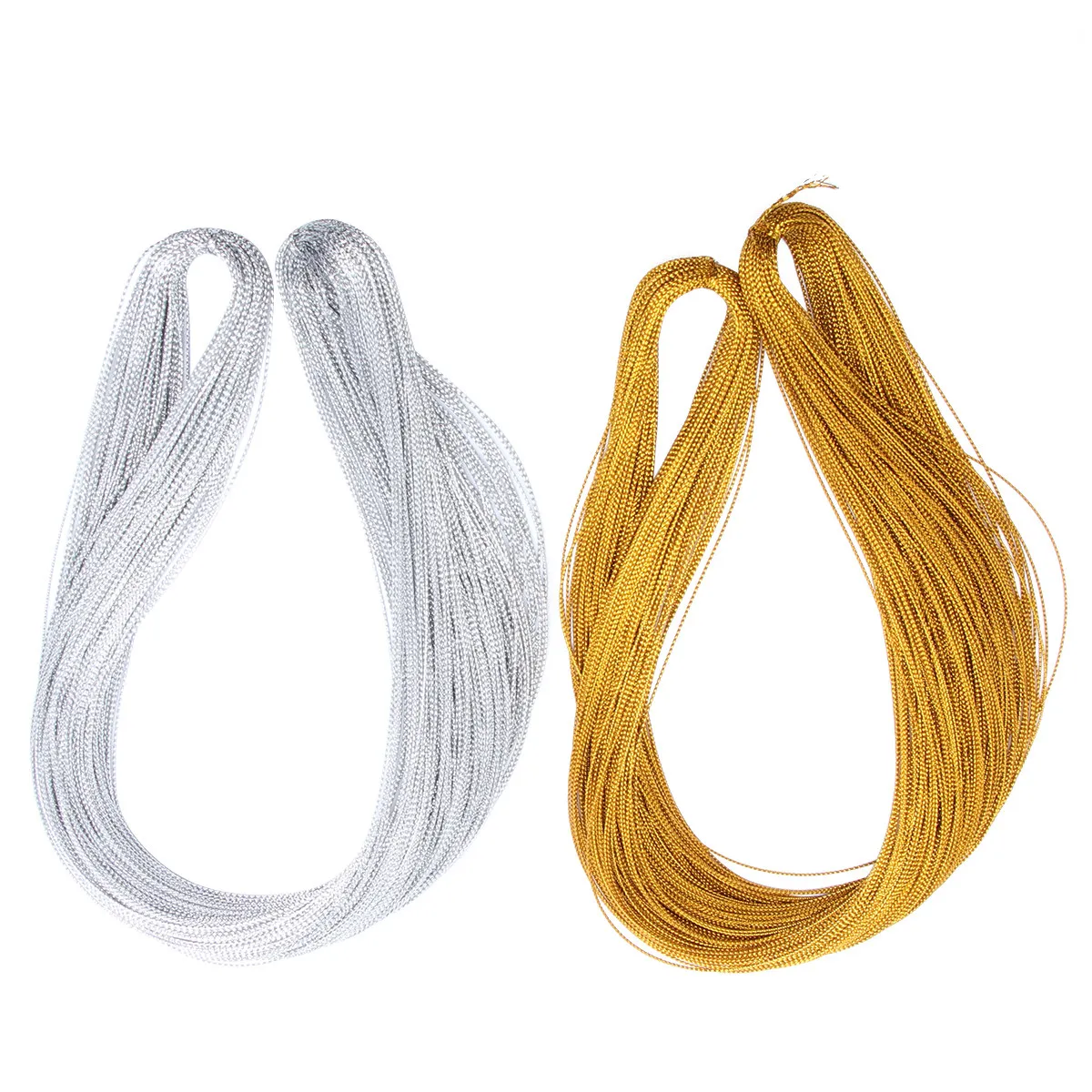 2 Bundles Metallic Hanging Tag Line Gold Silver Wire DIY Jewelry Label Thread for Craft Gift Wrap Decorations Line