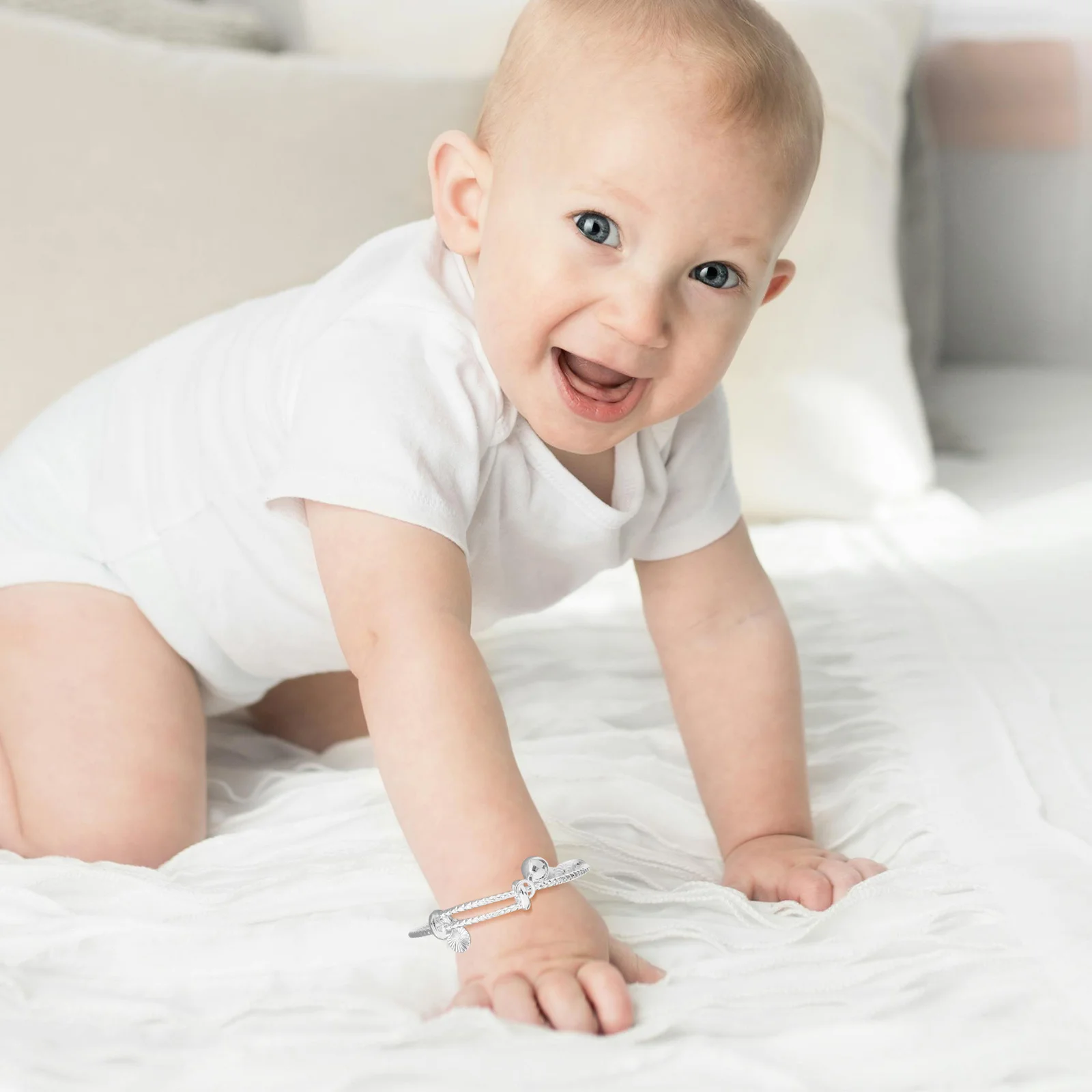 الفضة الطفل سوار قابل للتعديل الرضع الإسورة مجوهرات للفتيات حديثي الولادة عيد الميلاد هدية عيد ميلاد طفل جرس الإسورة التبعي #6