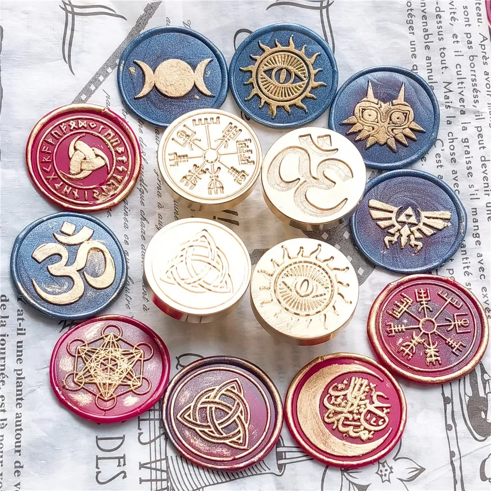 Wax Seal Stamp Head Star Moon Religion Symbol Ramadan Pentacle Pattern Design Logo Scrapbooking Decoration Stamp Brass Head