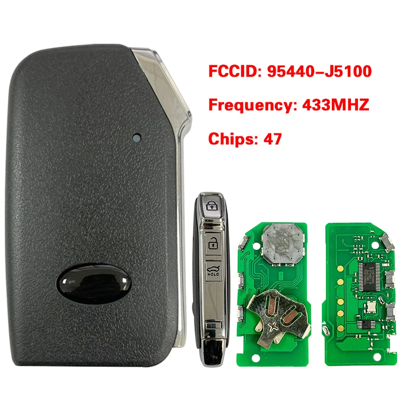

CN051039 Aftermarket 3 Button Smart Key For KIA Stinger 2018 Keyless Remote Control 433MHZ 47 Chip FCCID 95440-J5100(CK)