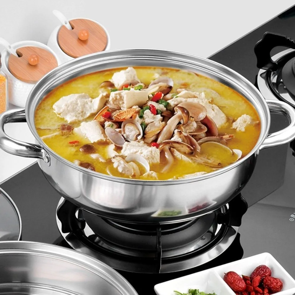 

Fish/Soup/Hot Pot Stainless Steel Steamer Tempered Glass Lid Double Handle Steaming Cookware Silver Save Space Double Boilers