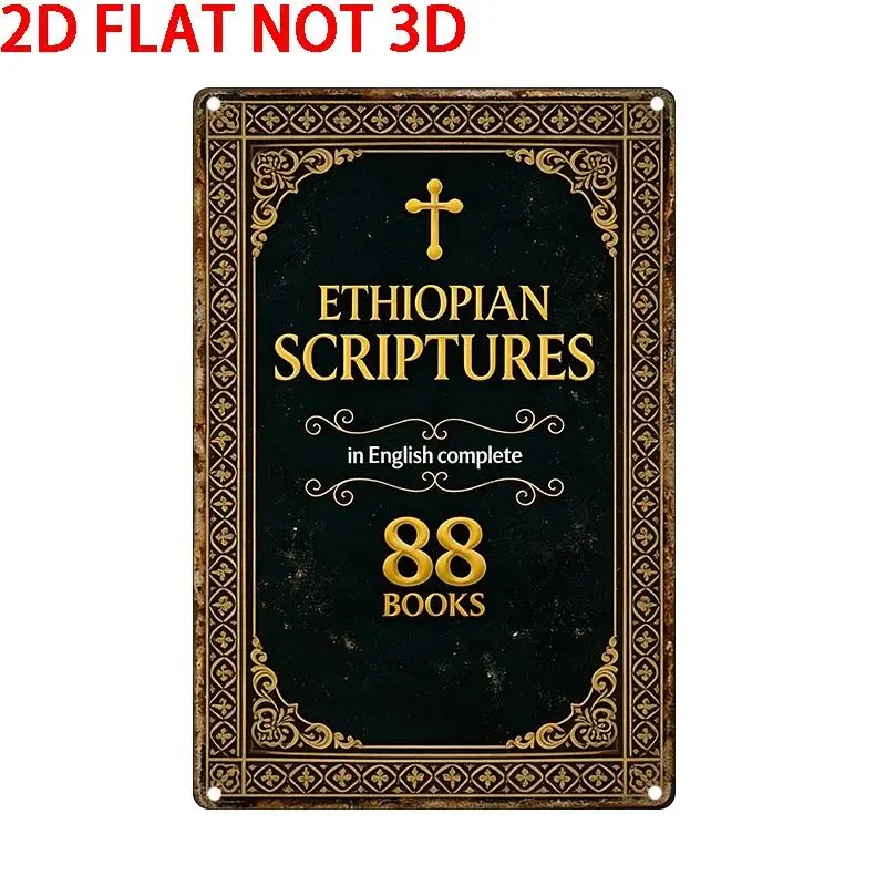 2D Vintage Metal Sign, Ethiopian Bible Complete Collection, Retro Wall Art for Home Decor, Man Cave Garage Decoration, Halloween