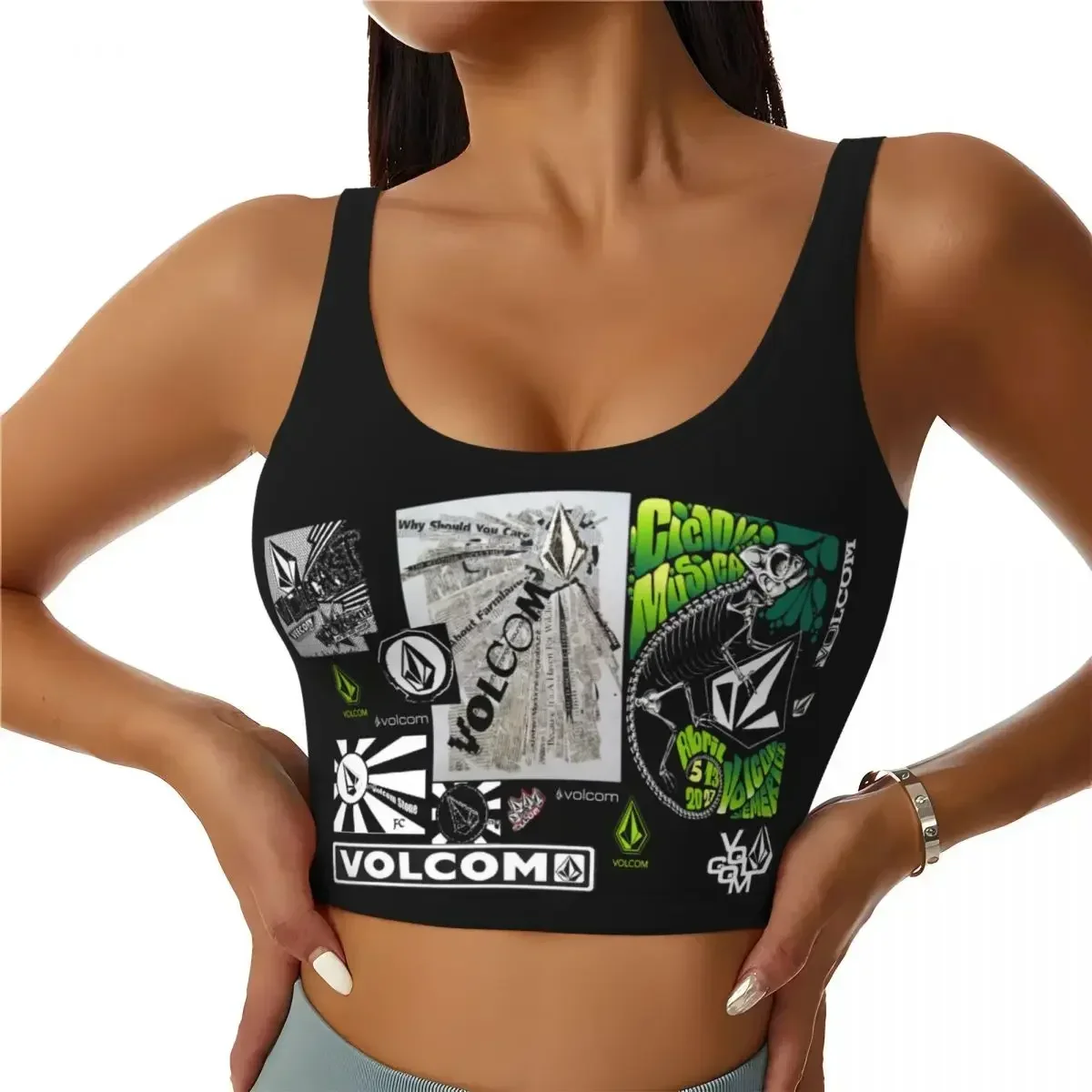

Volcoms Logo Symbol Workout Crop Tank Tops Women Fashion Gym Running Yoga Vest