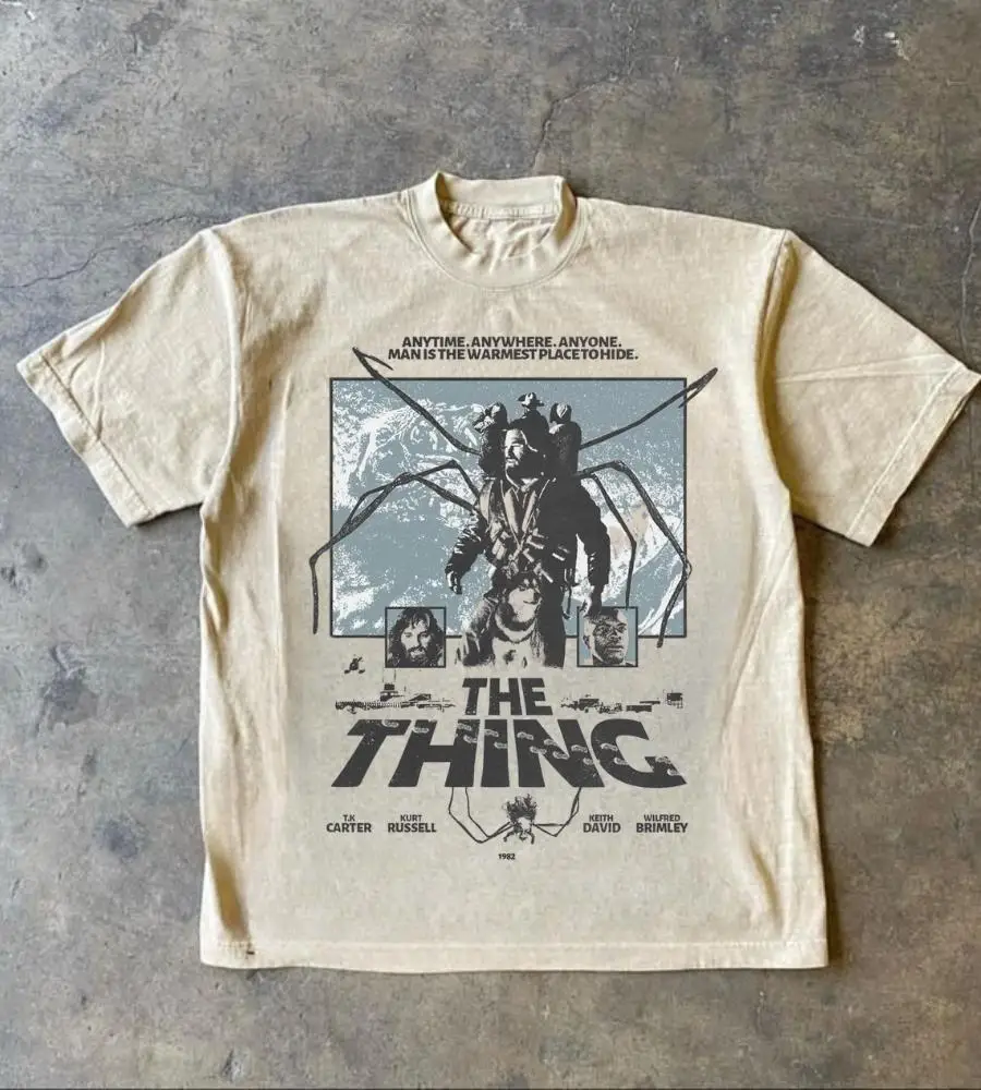 Retro 80s Horror Movie T-Shirt Retro Japanese Poster Graphic Tee Sci-Fi Movie Merch John Carpenter Collectible Shirt The Thing