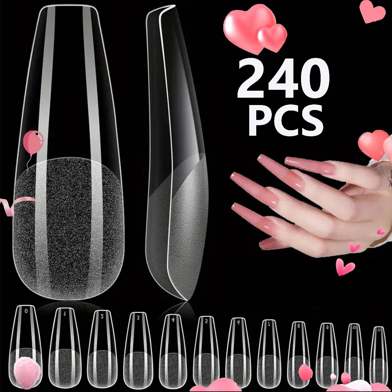 240 Stück kurze Mandel nagels pitzen weiches Gel vorgeformte Acryl nagels pitzen halb matte volle Abdeckung Nagels pitzen klar gelly drücken auf Nagel – Detail 7