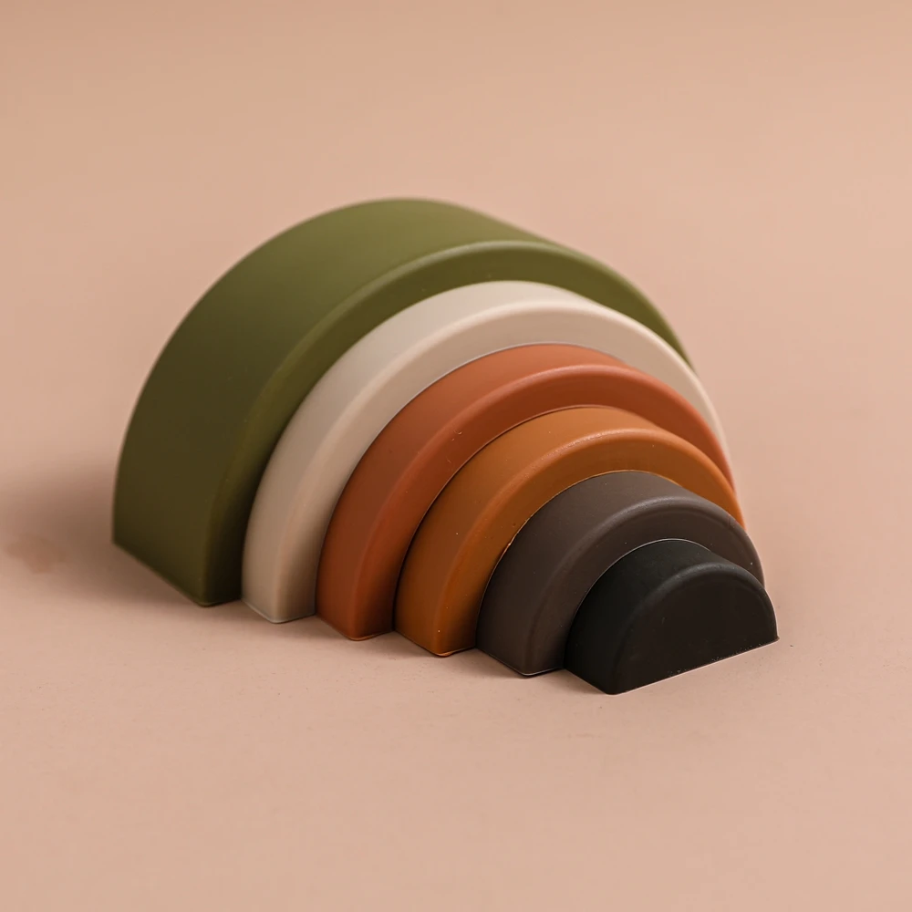 Montessori Baby Toy Stacking Building Blocks Toys Silicone Matching Creative Toys Game Edible Early Educational Toys Baby Gifts