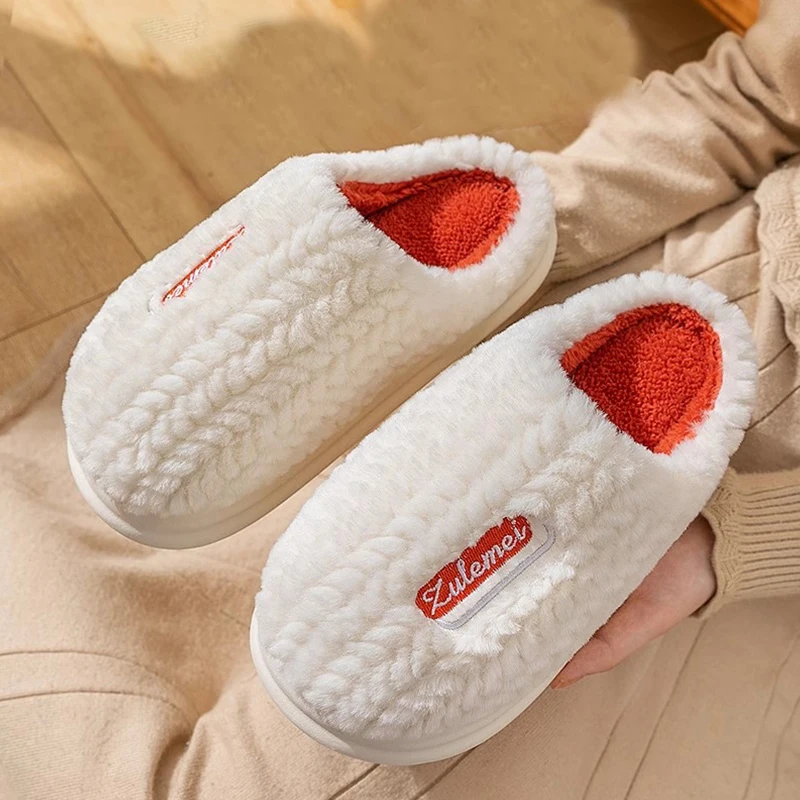 2024 New Cotton Slippers for Women Winter Indoor Home Couple Thick Bottom Warm Home Plush Slippers for Men