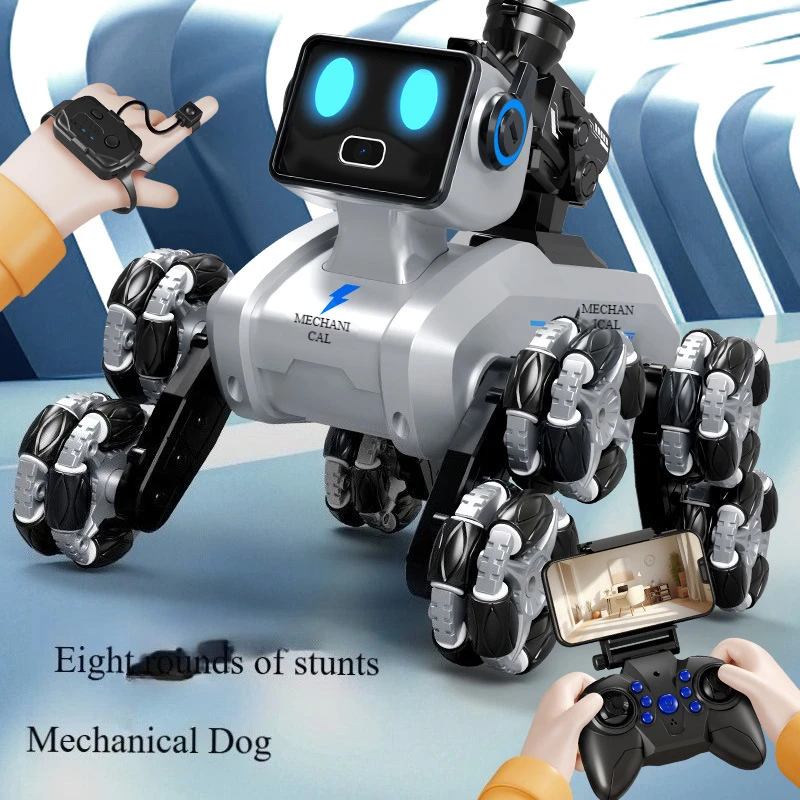 Perro robot con control remoto inteligente, juguete para niños, coche de deriva eléctrico, detección de gestos, perro mecánico acrobático de ocho ruedas