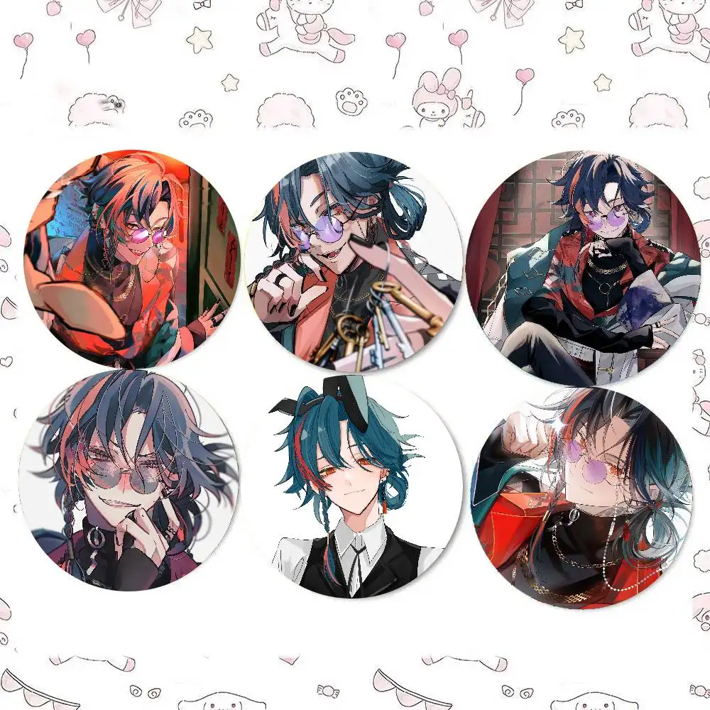 Kaisei Virtual Singer N-Nijisanji Badge Tinplate Meme Round Brooch For Hat Bag Creative Lapel Jewelry Accessories Gifts