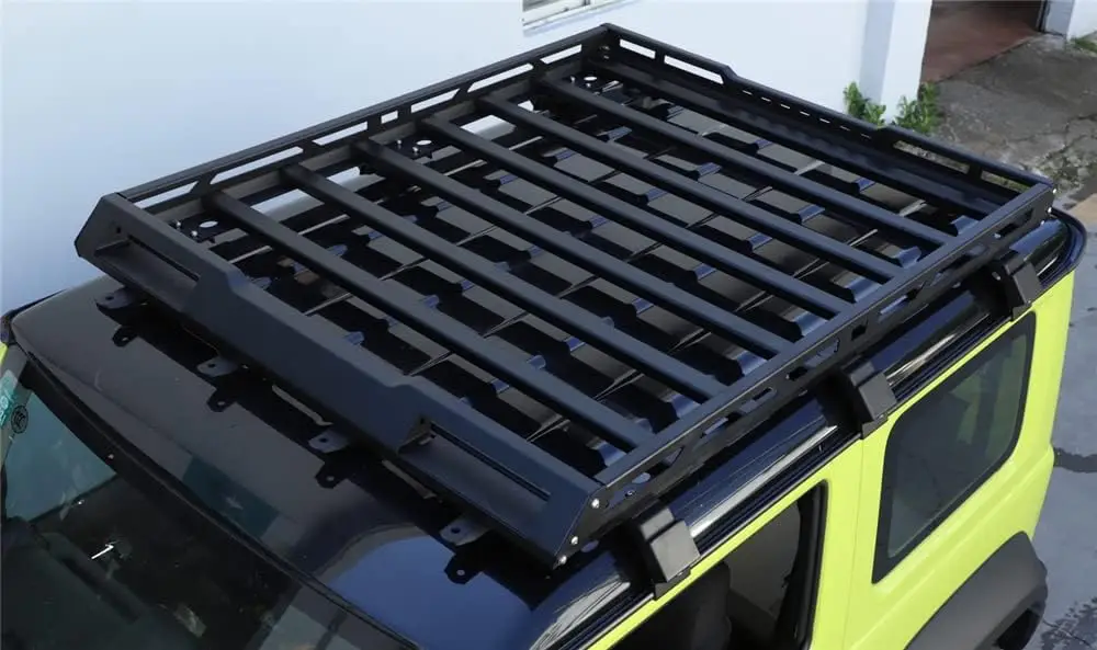 TELLIKA Aluminum Alloy with car led light bar Carrier Box Roof Luggage Rack Fit for Suzuki Jimny JB64 JB74 accessories