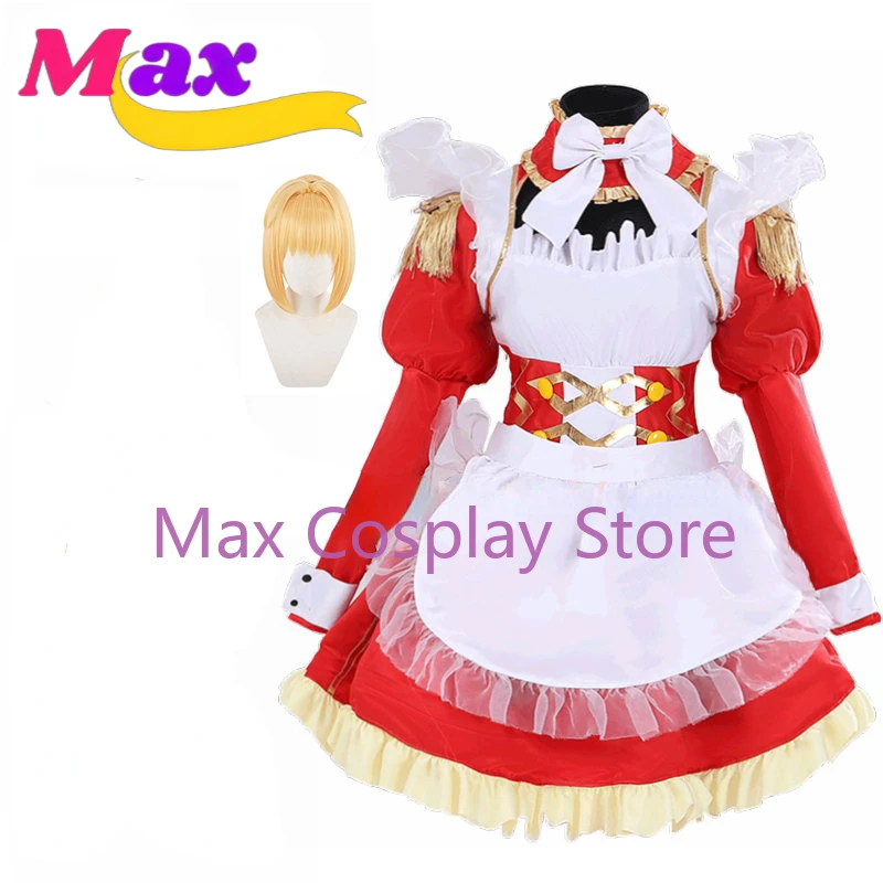 

Max Nero Claudius Cosplay FGO Cosplay Christmas Women Girls Costume Women Maid Dress with Stockings Custom Size