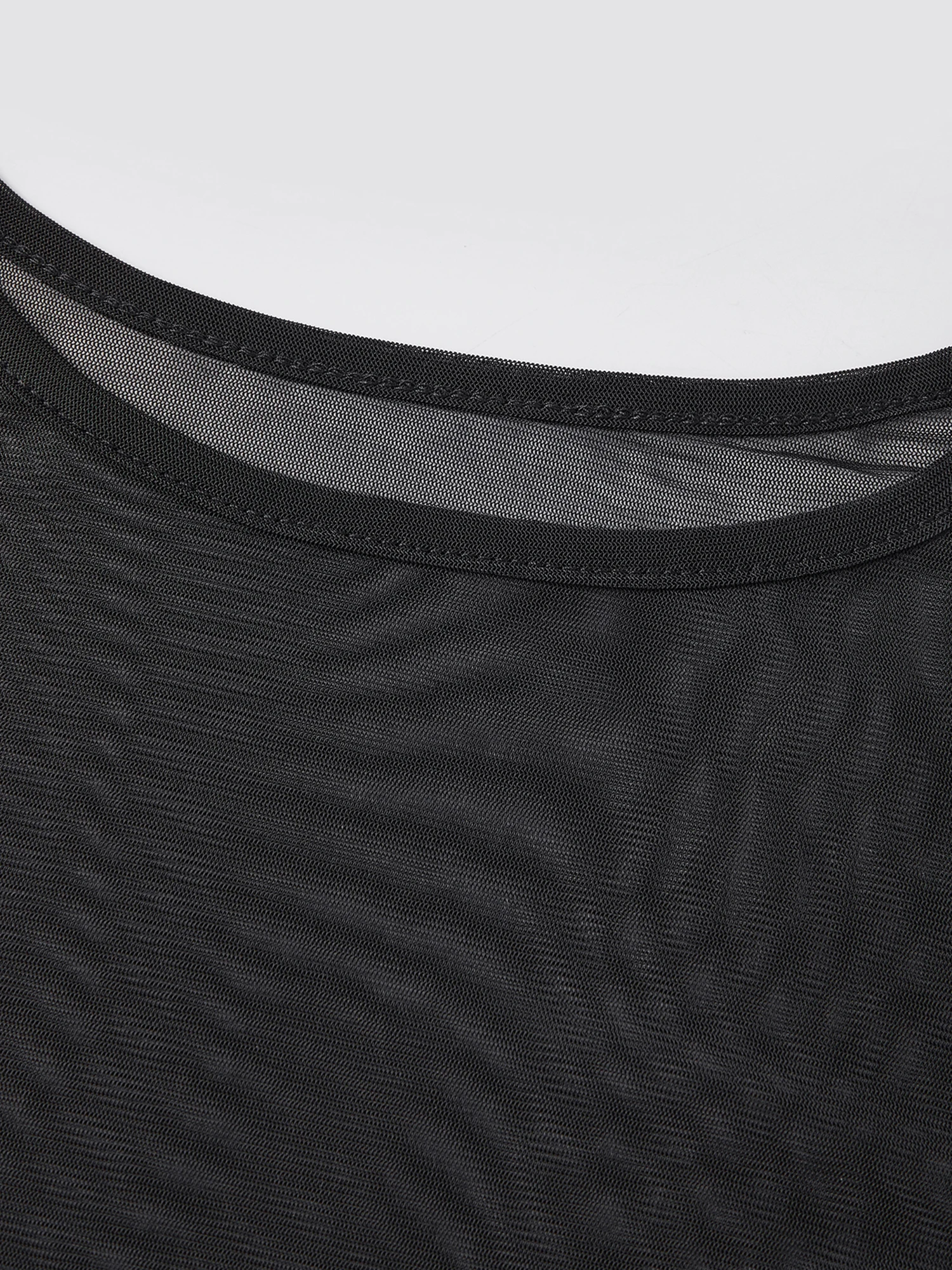 Durchsichtige Mesh-Hemden für Damen, lässig, langärmelig, Rundhalsausschnitt, gefüttert, Brustpassform, schlichte Oberteile, Blusen