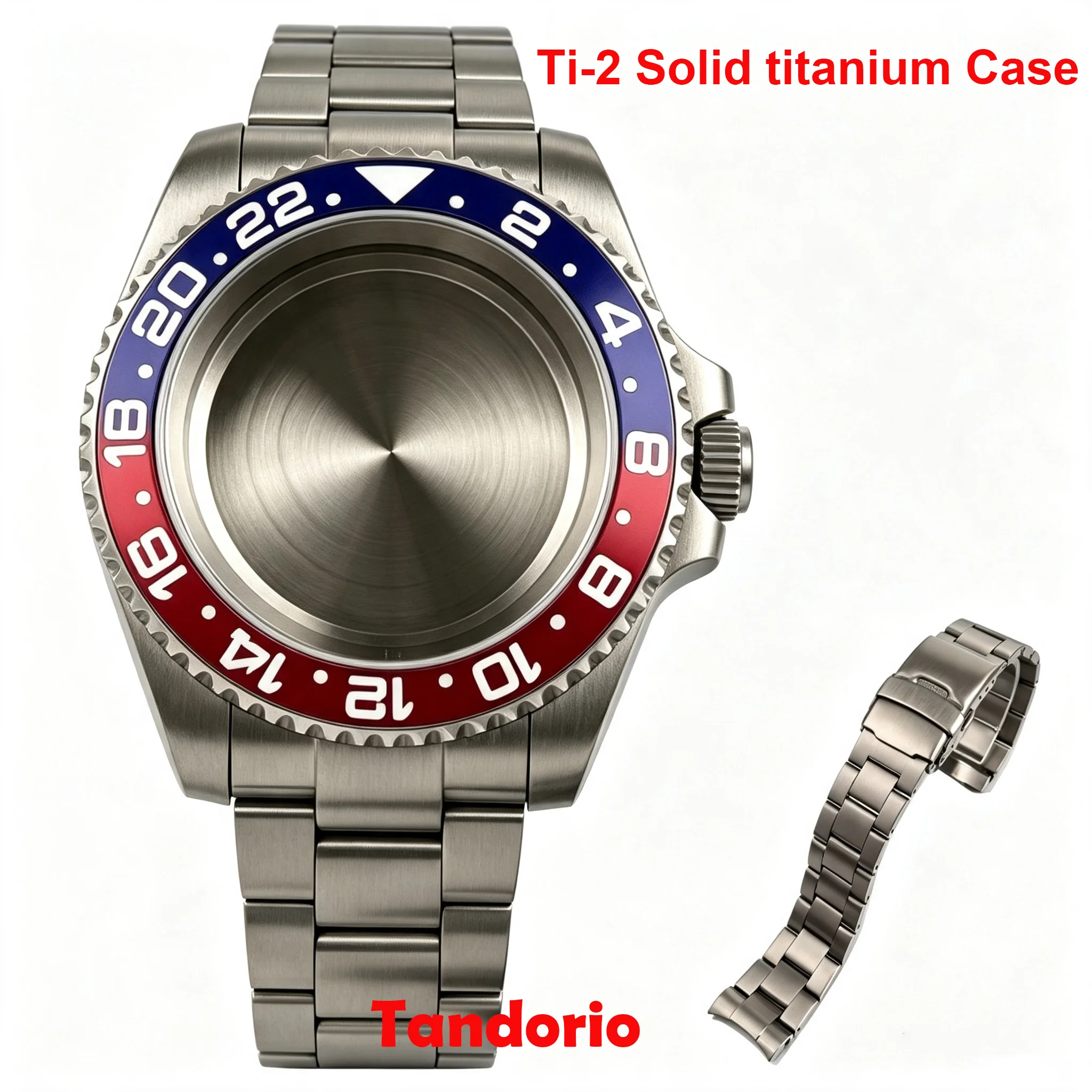 Tandorio Neues 40MM Saphirglas Titan-Uhrengehäuse mit Armband für NH34 NH35 ETA 2824 PT5000 Miyota 8215 20ATM Taucheruhr NH35 Mod-Gehäuse