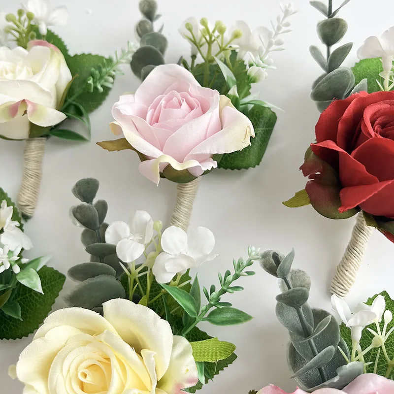 Boutonnière de Fleurs de Mariage, Épingles de Corsage de Poignet, Accessoires de Petit Ami, Bracelet de Demoiselles d'Honneur, ixde Bal, Décoration de Marié