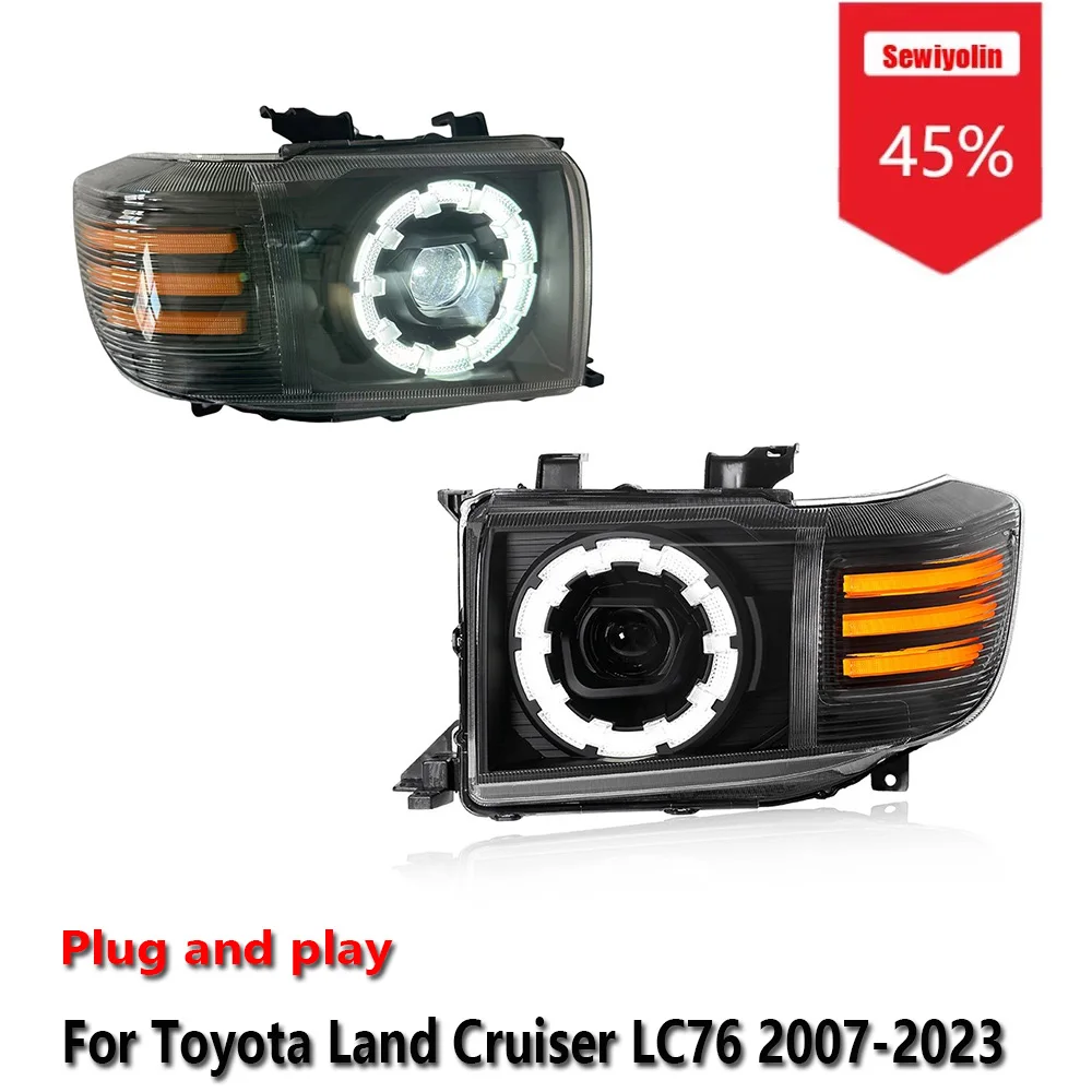 

Sewiyolin Car LED Upgrade Headlight Accessories For Toyota Land Cruiser LC76 2007-2023 DRL Brake Turn Signal Lamp Plug and Play