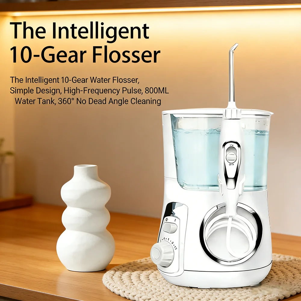 

Электрический настольный ирригатор для полости рта, 10 режимов, 800 мл, улучшает здоровье полости рта, освежает дыхание