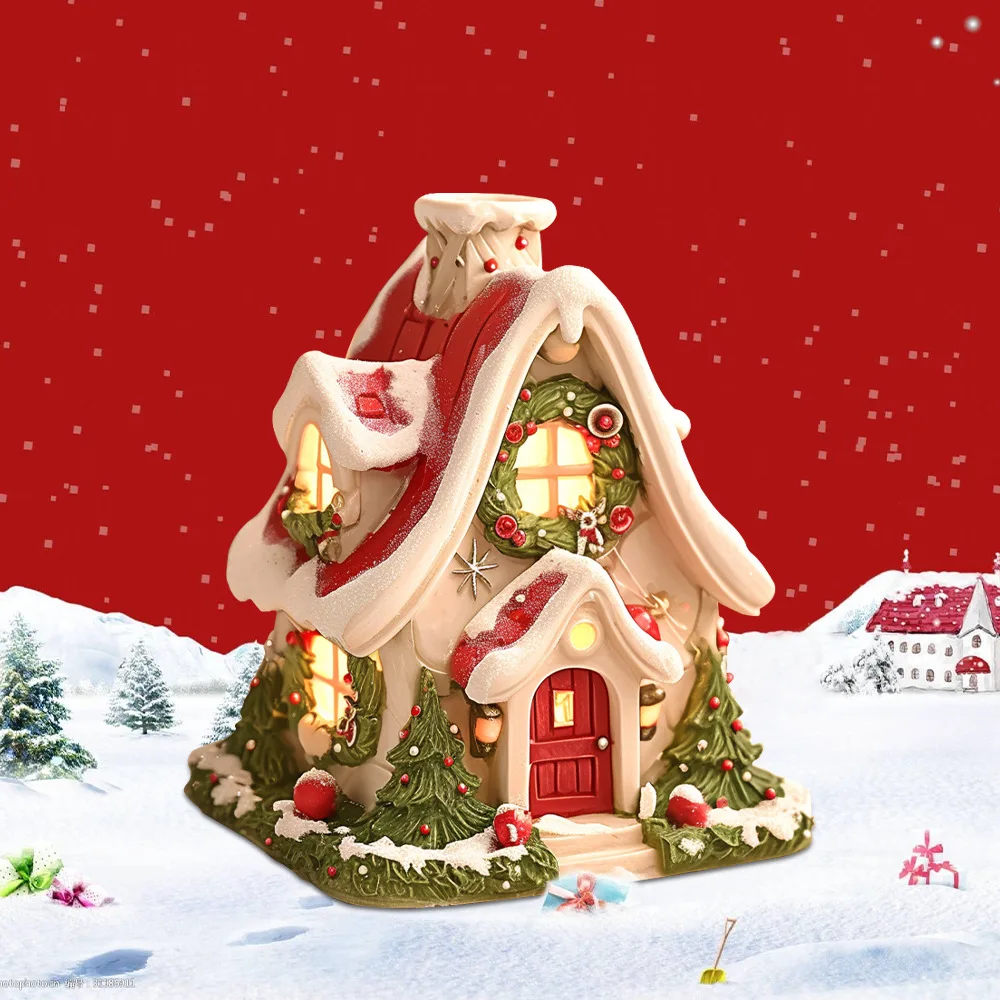 Cross-border new Christmas glow igloo aromatherapy stove home living room resin knickknacks Christmas resin decorations