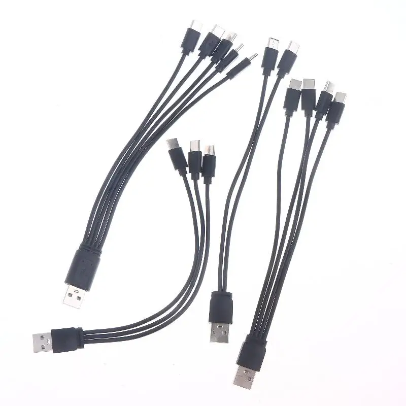 1/2Pieces 20cm USB To Type-c Splitter Adapter Cable 2/3/4/5 Port USB C Splitter Cable USB To Type C Multiple Charging Cable