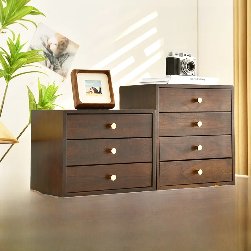 

Real Wood Desktop Storage Box Office Supplies Storage Cabinet Multi-layer elf Cuter Elevation Ra Der Sle