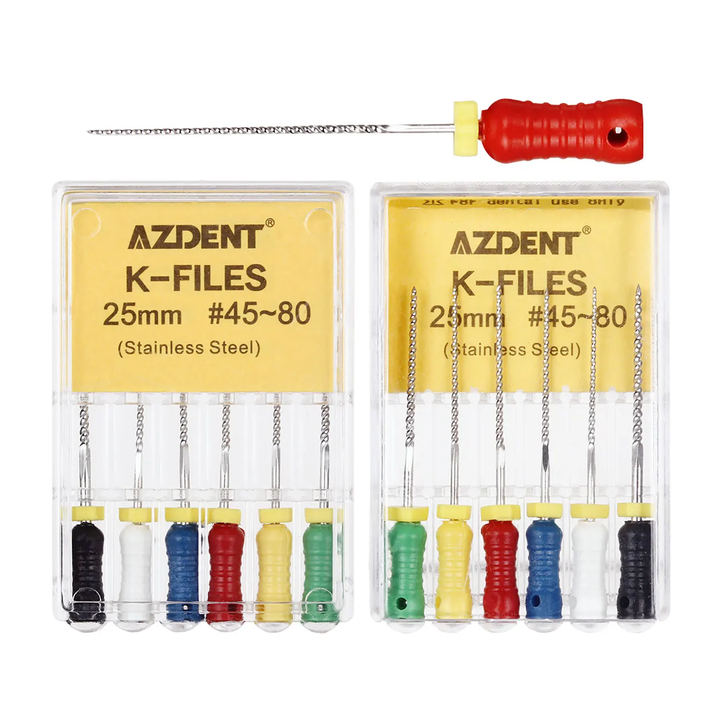 AZDENT-limas K para uso Dental, herramientas dentales de acero inoxidable de 21/25/31mm, 6 unids/lote/caja