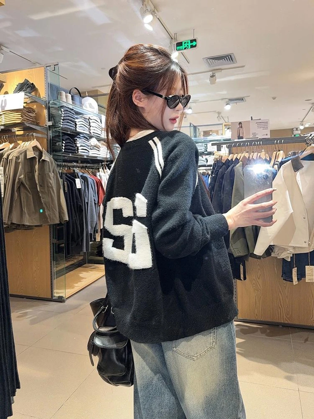 البلوزات لاعبا بالأزرار النسائية مزدوجة البريدي معرض جزيرة التطريز طباعة خط عيد الميلاد الاحتفال فاسق موضة الدافئة الحرارية مثير #1