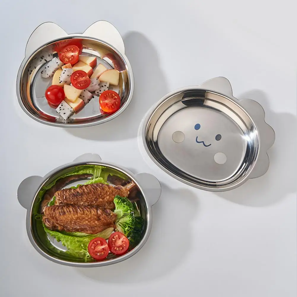 Animal Shaped Bowl Cartoon Stainless Steel Dinner Plate Rust-Proof Children Meal Tray Shatter-Proof Plate Dinnerware