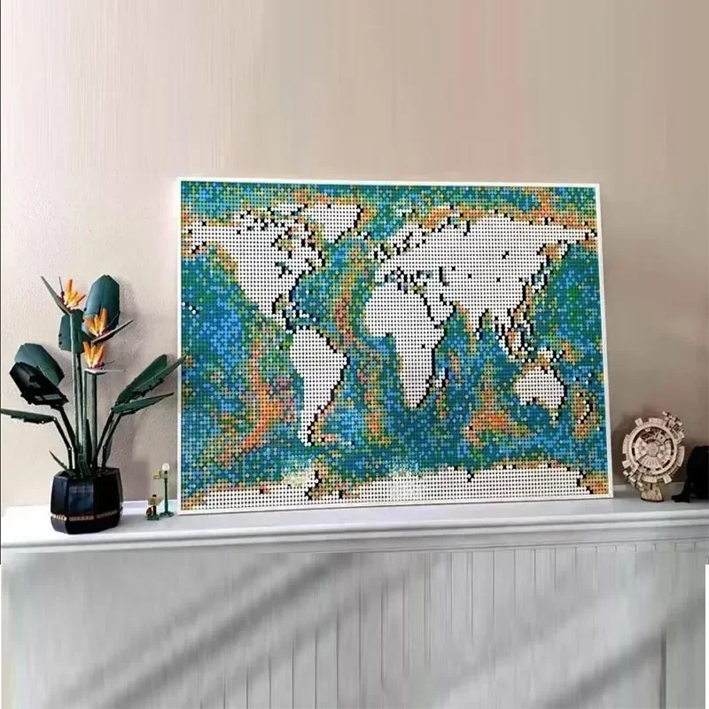 New In Stock Product Creative Series Art World Map 31203 Mosaic Small Particle Building Block Model Educational Toy Gift