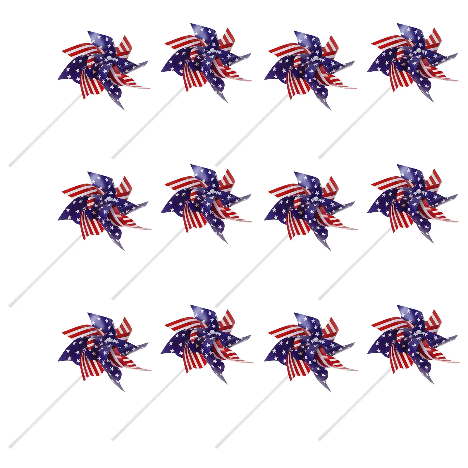 12Pcs Patriotic Wind Outdoor Garden Windmill Decor for Memorial Day Rotating Pinwheel Yard Decoration