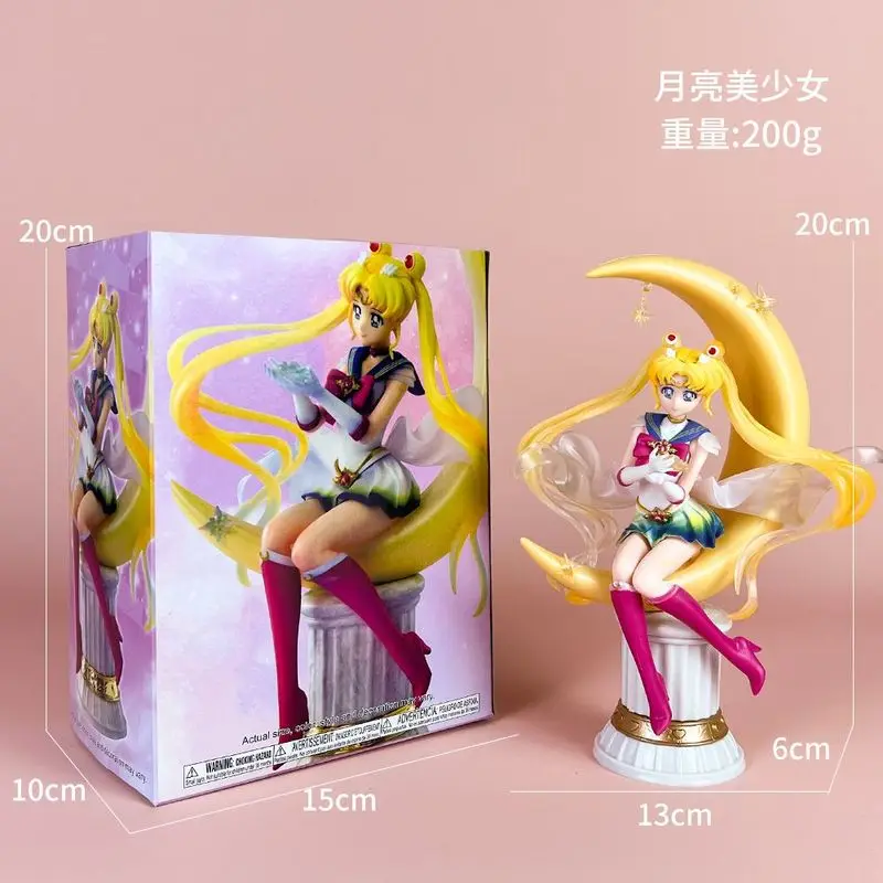 19.5cm Sailor Moon Anime Figure Tsukino Usagi Princess Serenity Statue Action Figurine Collectible Model Gift Toys Decor