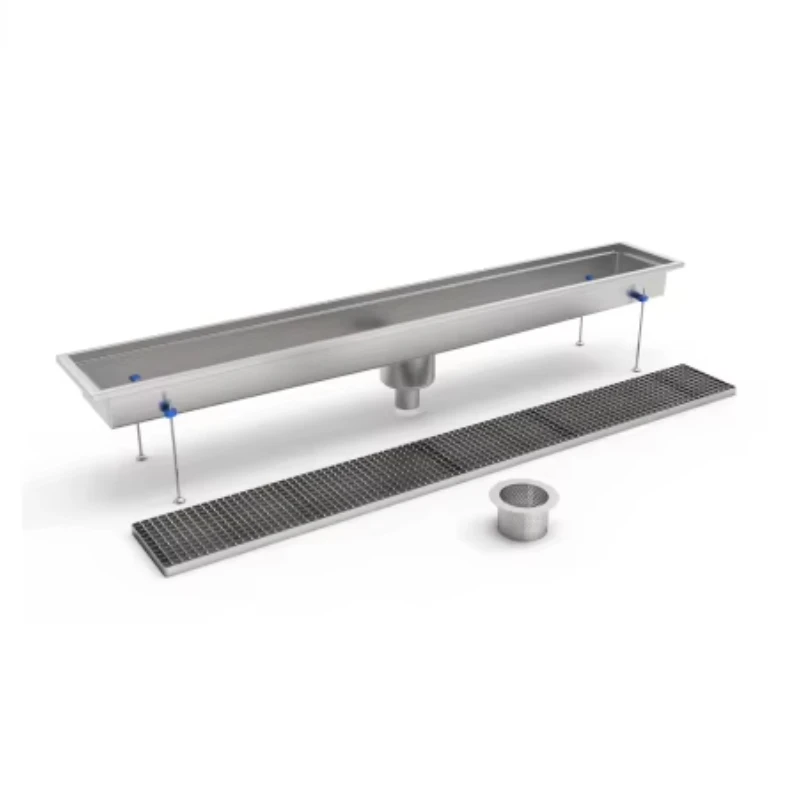 

Commercial kitchen stainless steel rectangular groove drainage system vertical outlet sandblasting
