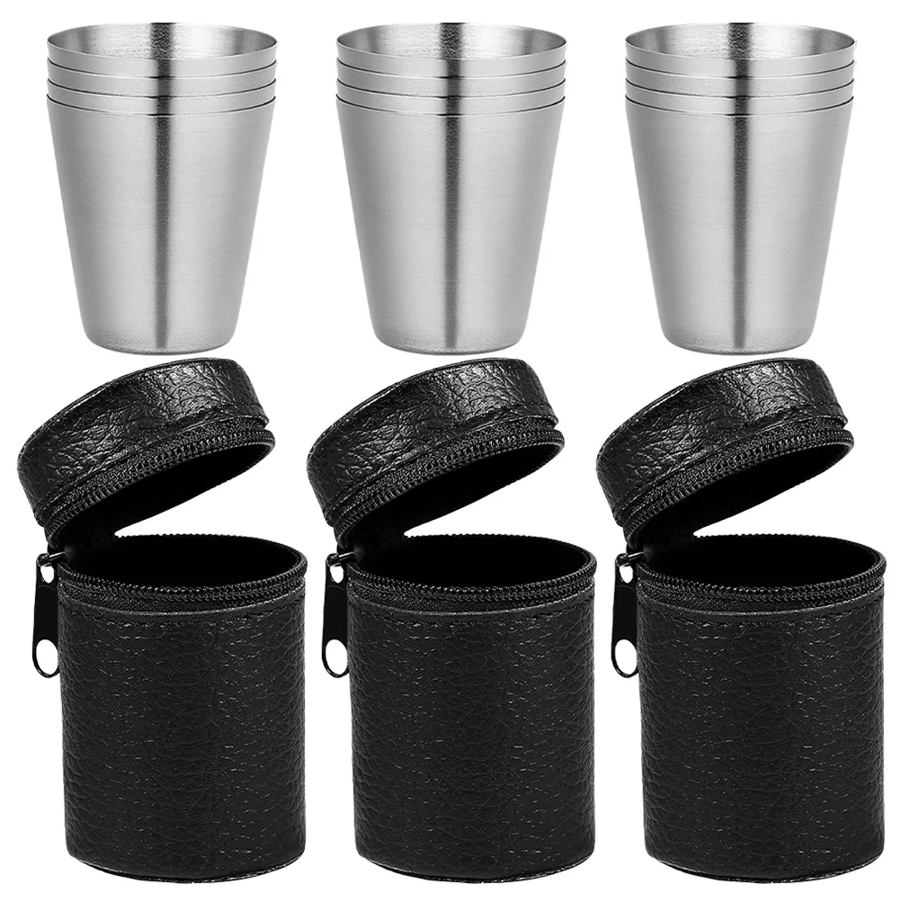 

3Sets Stainless Steel Outdoor Wine Cup Portable Camping Picnic Bar Party Whiskey Beer Drinking Cups Stackable Lightweight