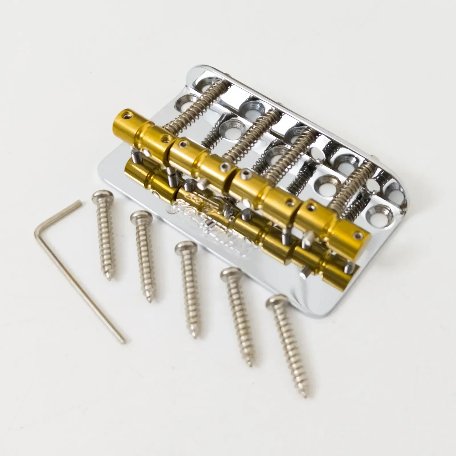 4 String Bass Bridge Chrome Finish with Brass Saddles for PB JB Style Electric Bass Guitar Replacement