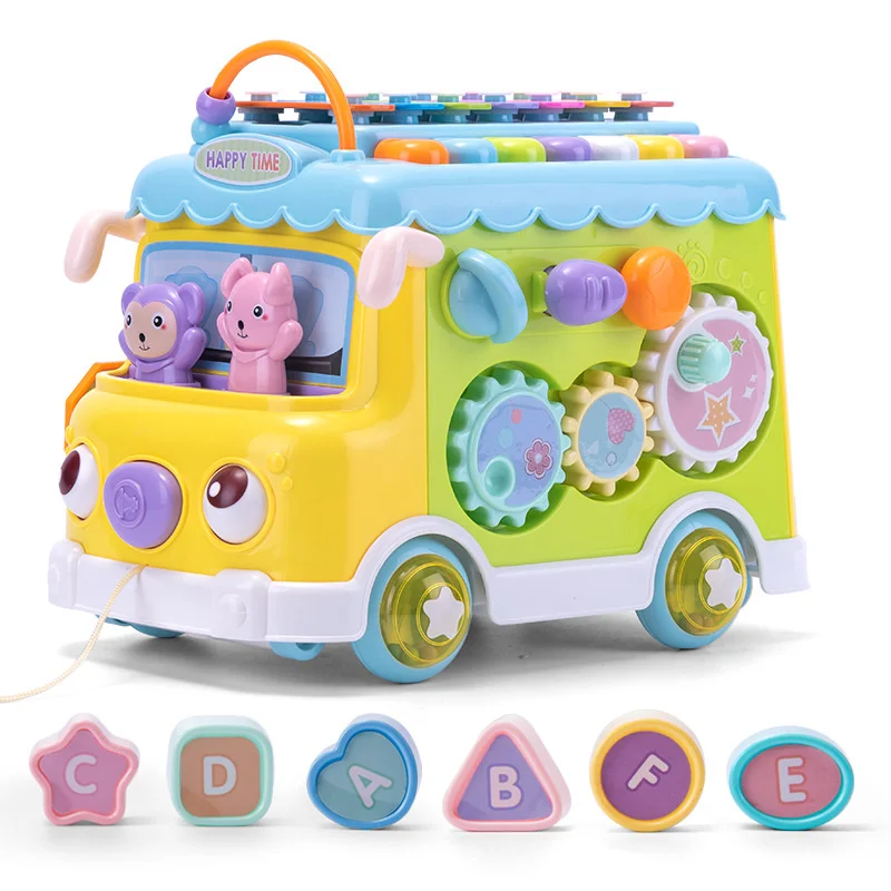 Early childhood education building block music, piano playing, bus pull wire toys, children's intelligence, multipurpose games,