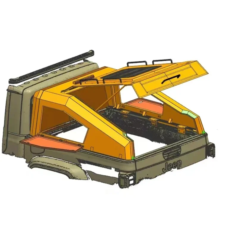 سيارة 007، لسيارة Jeep Gladiator Pickup Hardtop - تصميم سبليت فولاذي مقاوم للماء، غطاء سقف جاهز للتخييم #5