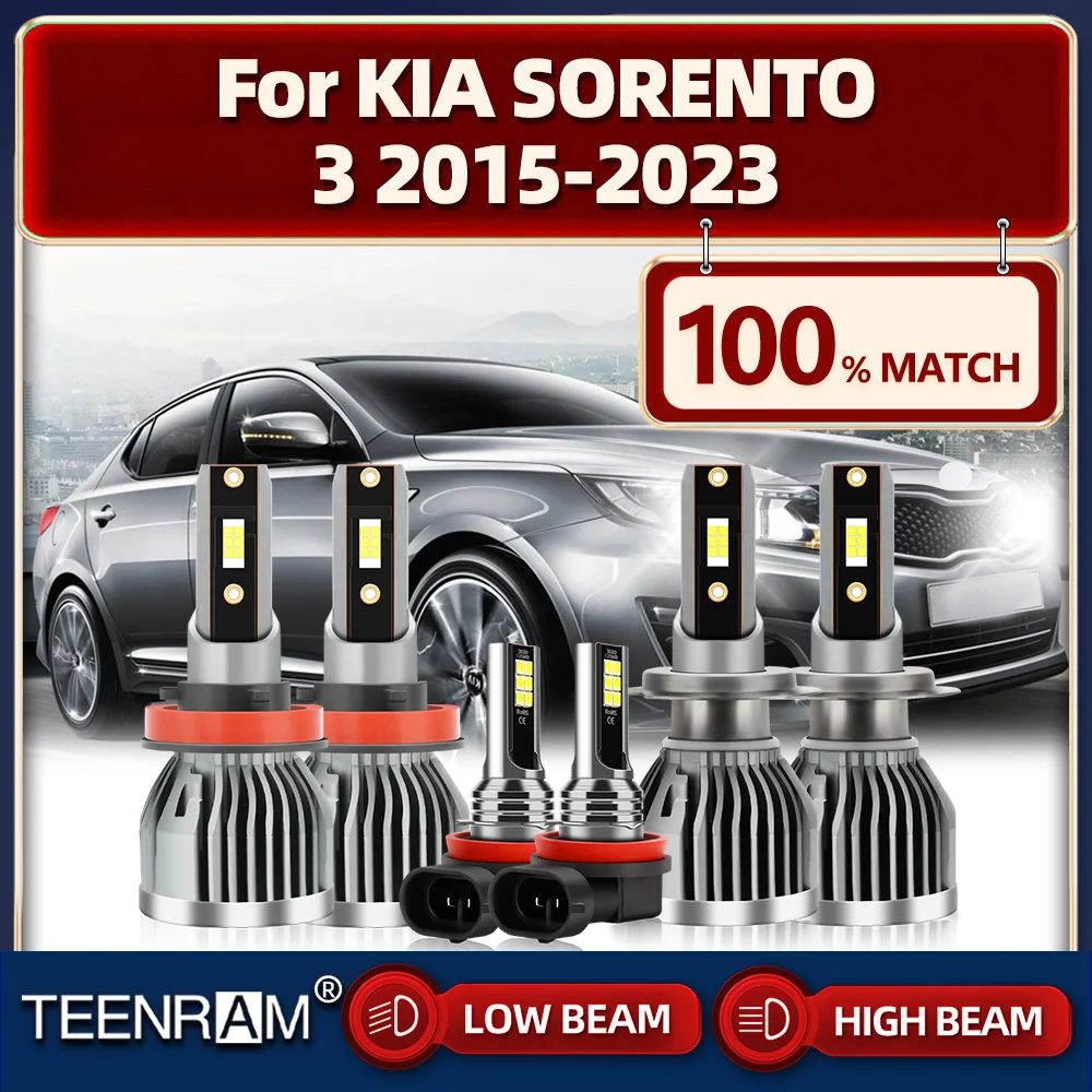 

360W Canbus LED Headlight Bulbs 6000K Turbo Auto Headlamps 12V Fog Lights For KIA SORENTO 3 2015-2018 2019 2020 2021 2022 2023