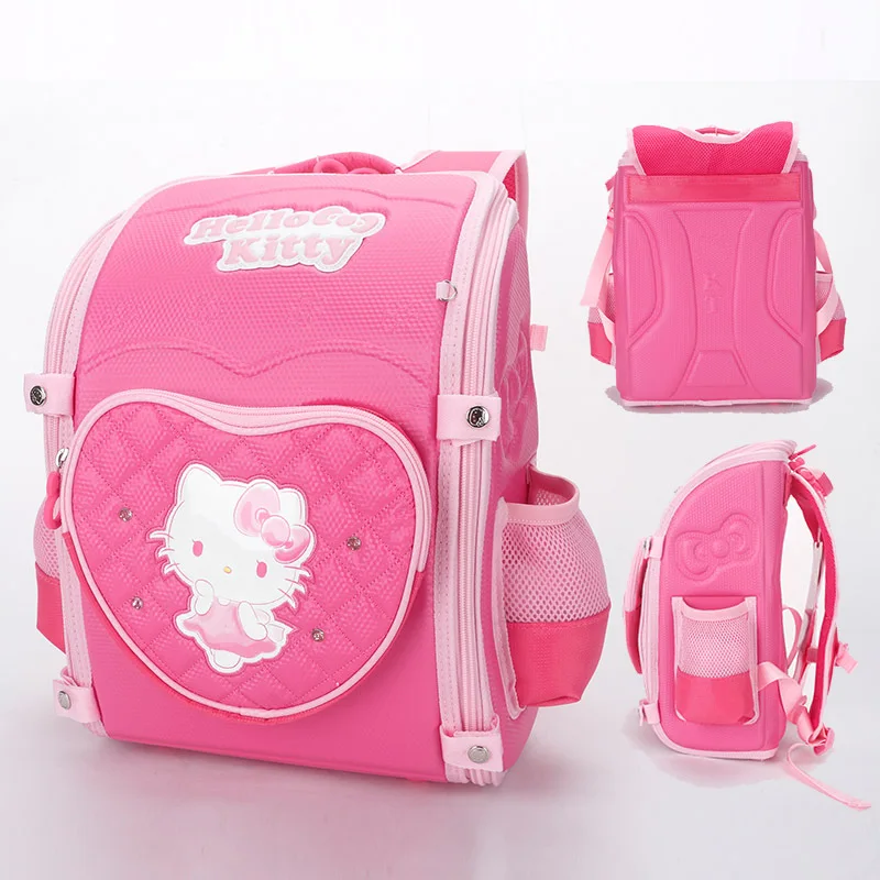 Miniso Hello Kitty Children Cartoon Backpack Primary Student Schoolbag Cute Girls Relieve Burden School Bag Grades 1-3 Kids Gift