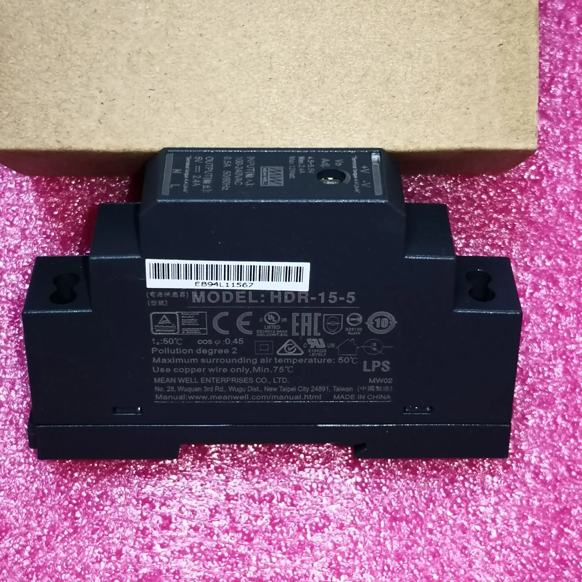MEAN WELL HDR-15 30 60 100 5V 12V 15V 24V 48V meanwell HDR-15 -30 -60 -100 W 5 12 15 24 48 V Guida DIN industriale a uscita singola