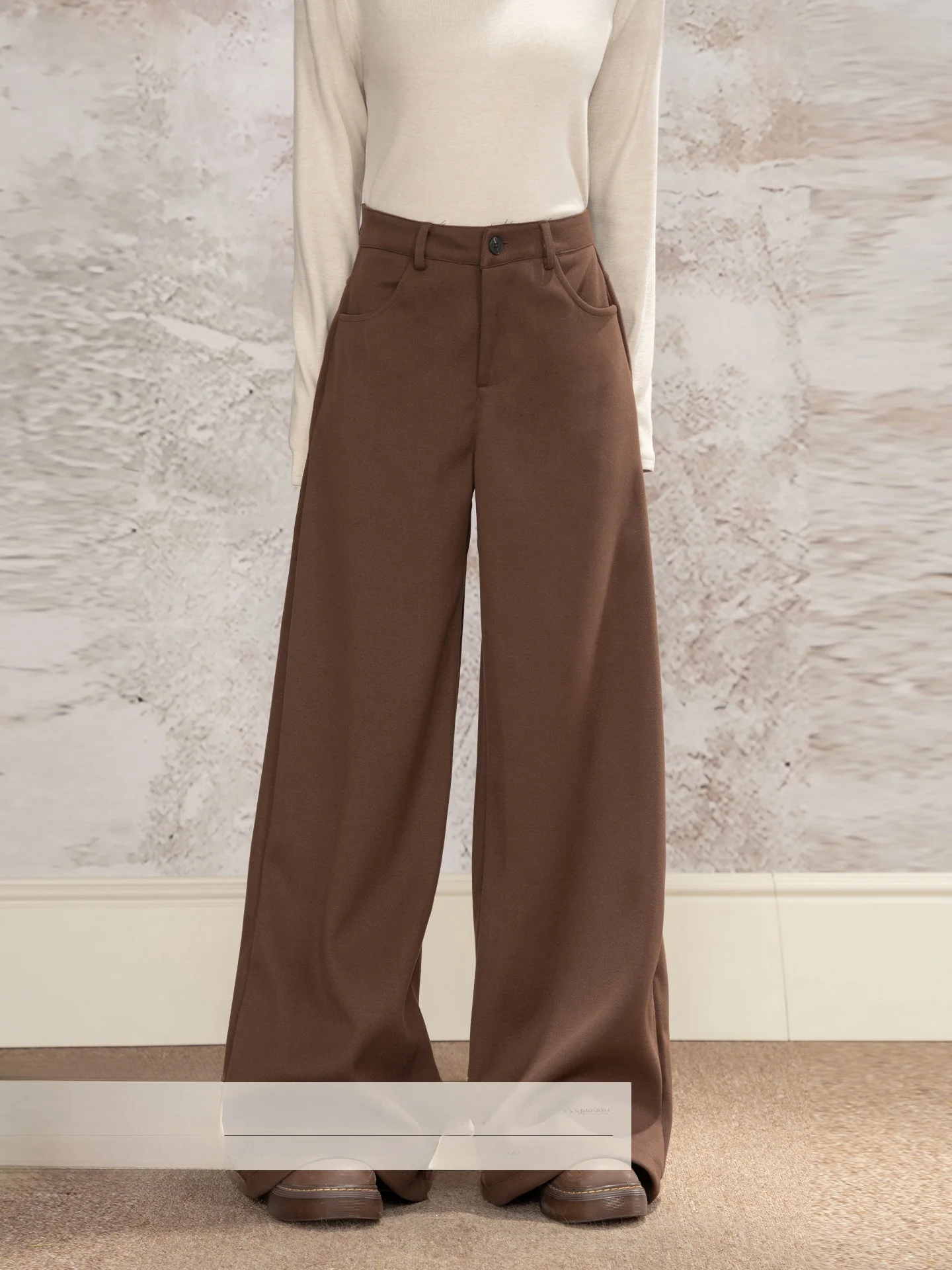 

Женские брюки Loveheynew в винтажном стиле, цвета хаки, с широкими штанинами, высокой талией, стройнящие, струящиеся, длинные, зимние, новые, повседневные