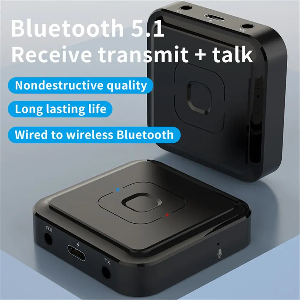 BT-22 Bluetooth 5.1 Receiver Transmitter 2- In-1 USB Audio Adapter With Mic Support Hands-free Voice Calling for Car Headphone