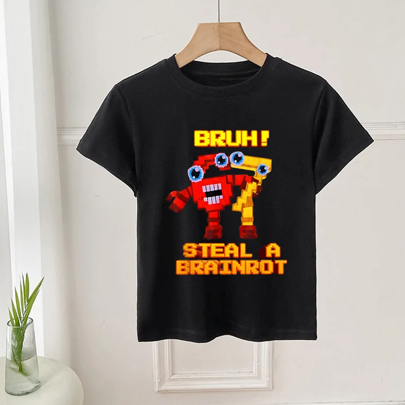 

Футболка Steal A Brainrot с забавным мемом для мальчиков и девочек, футболка 67 Six Seven 66, детская игра Y2k, футболка с надписью, уличная одежда, подарок на день рождения