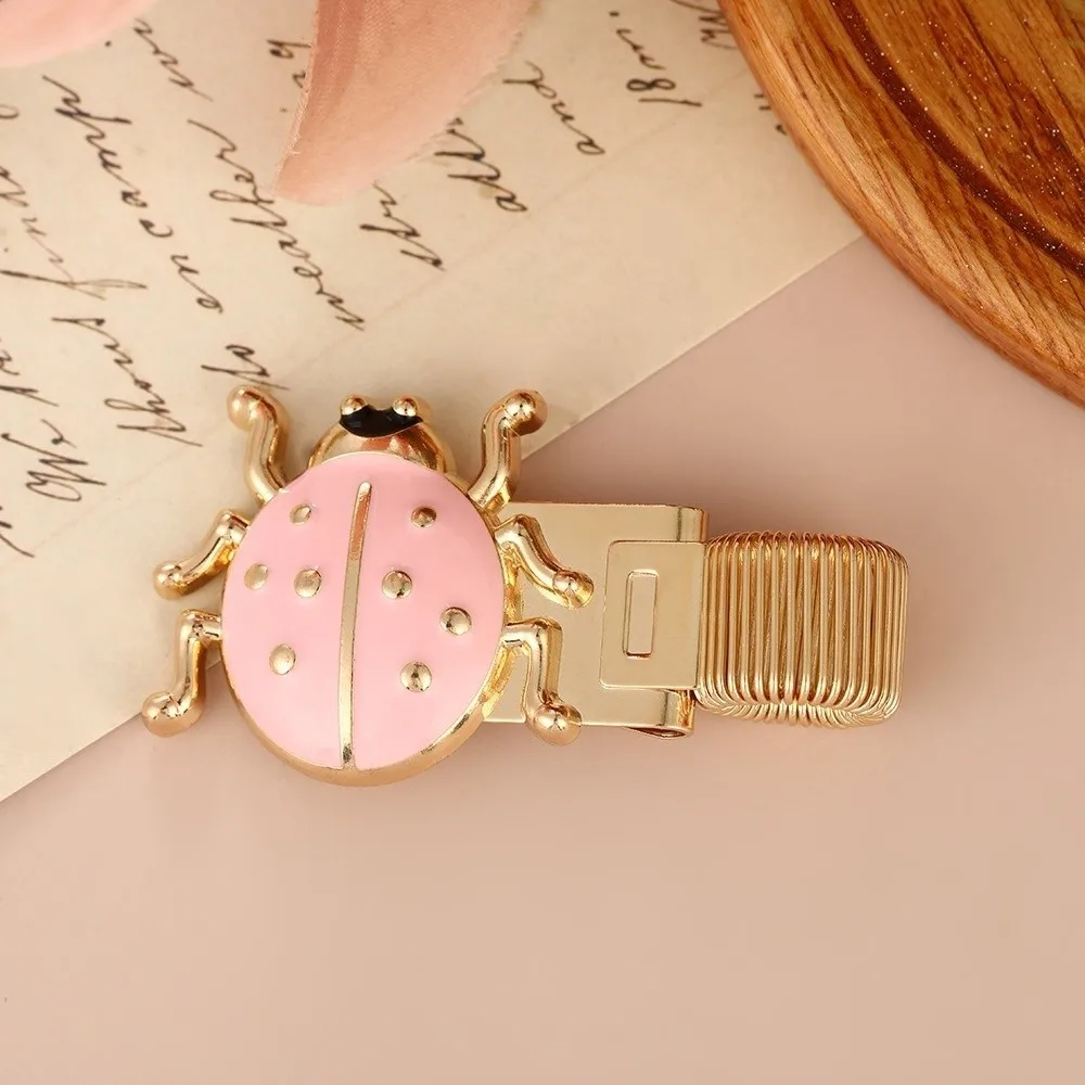 Metal Ladybug Pen Holder Bookmark with Enamel Coating Pen Loop Holder Useful Secure Grip Spring Pen Clips Stationery Supplies