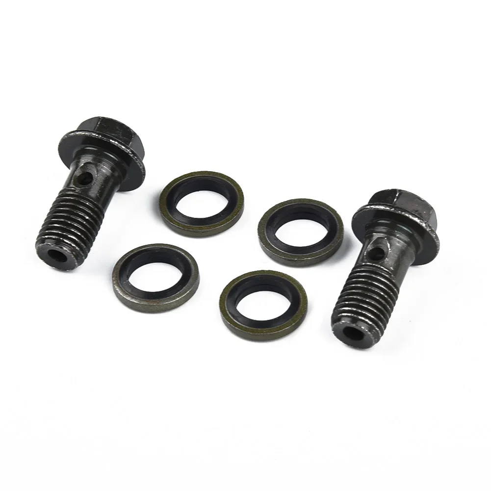 2pcs M10 X 1.25mm Motorcycle Brake Tubing Bolt 4pcs Washers Set Brake Master Cylinder Oil Hose Screw Banjo Bolt Motorcycle