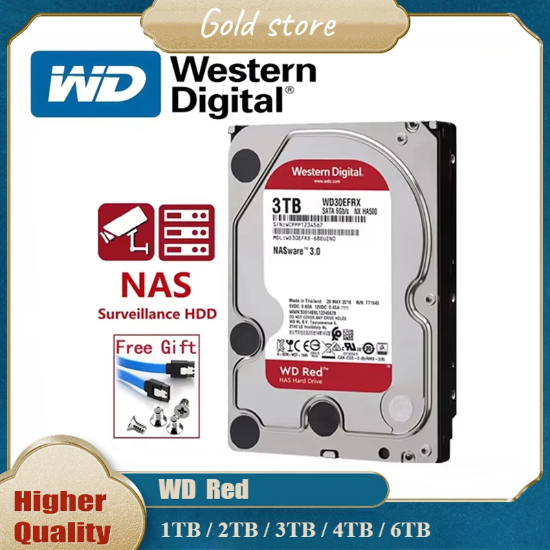 

WD Red NAS Internal Hard Drive 1TB 2TB 3TB 4TB 6TB 5400RPM SATA 6Gb/s CMR 64MB Cache 3.5" HDD for Desktop and NAS PC Systems