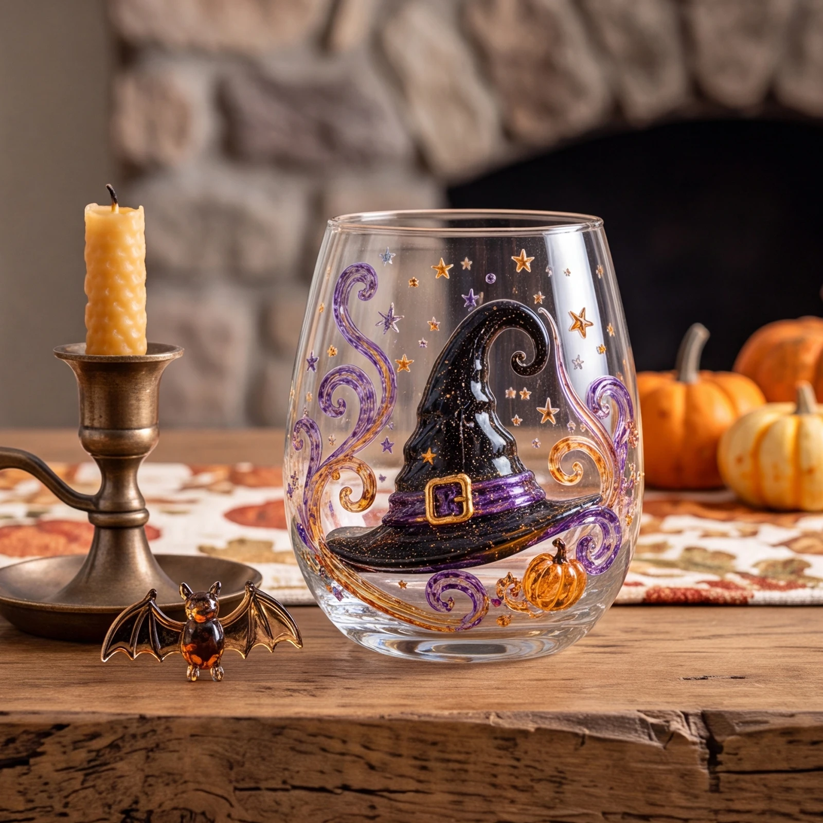 Halloween Artisan Glassware Collection Spooky Candlelit Party Glass Whiskey Glasses Tumbler for Luminous Fall Sips Gifts
