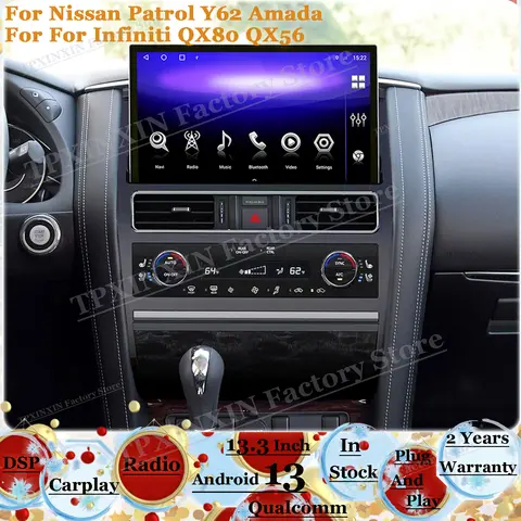 Radio de coche LHD RHD con Android 11, pantalla Multimedia estéreo para Nissan Patrol Y62, Mada, Infiniti QX80, QX56, unidad principal GPS Navi